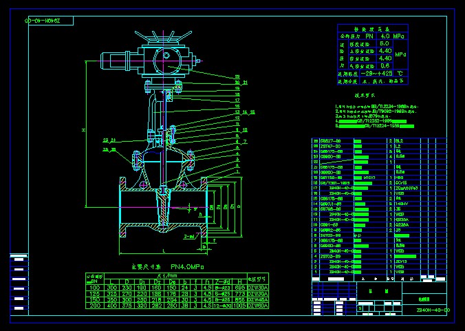（DN100~200）Z940H-40 電動閘閥